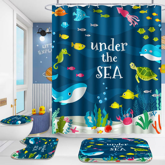 Poedist rideau de douche entier motif sous la mer adds fun and water protection
