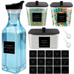 POLRAI ensemble frontal montrant pots, distributeur et boîte pour organisation