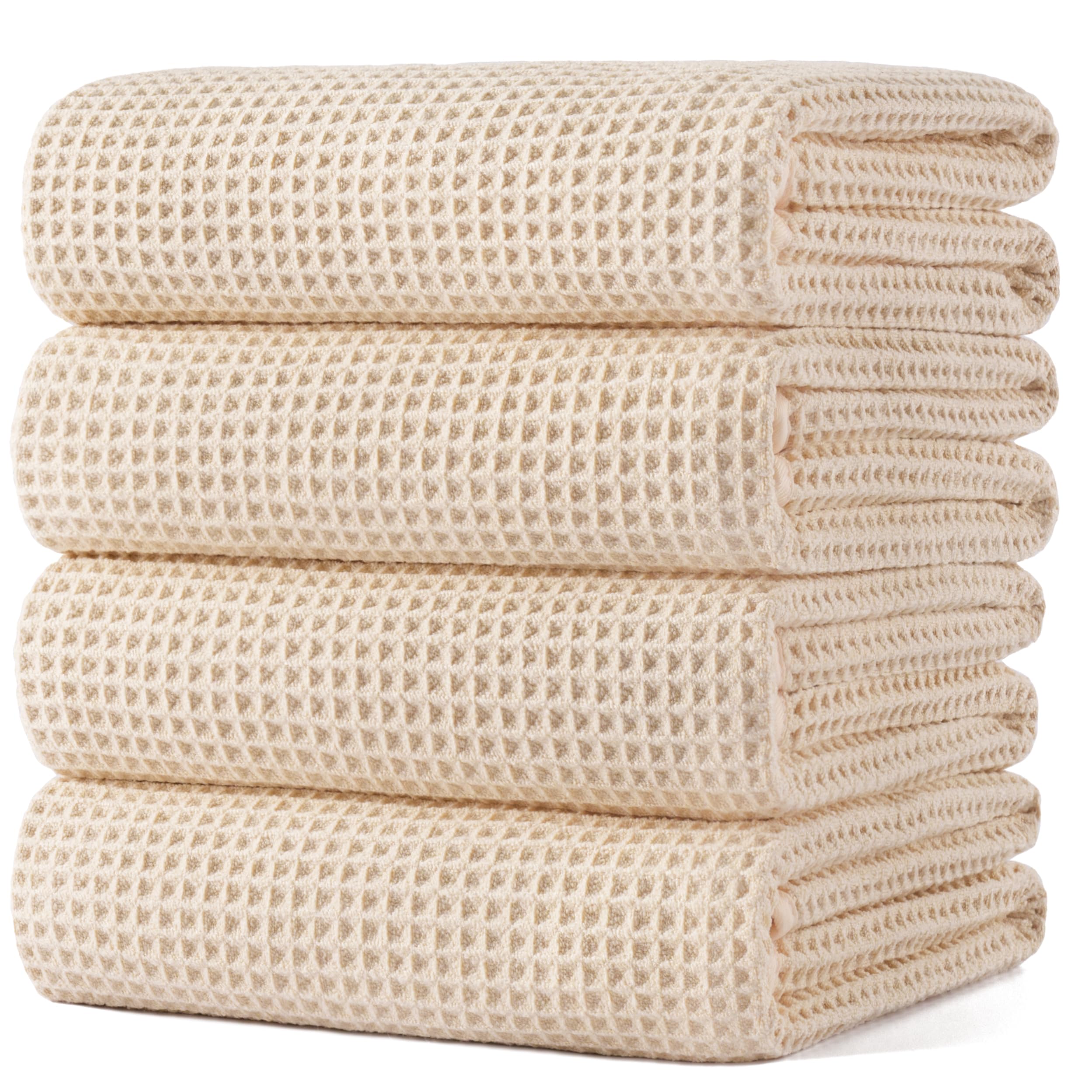 POLYTE serviette waffle face avant montrant le design et la taille pratique