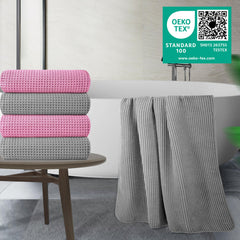 POLYTE gros plan de la texture waffle, microfibre douce et absorption rapide