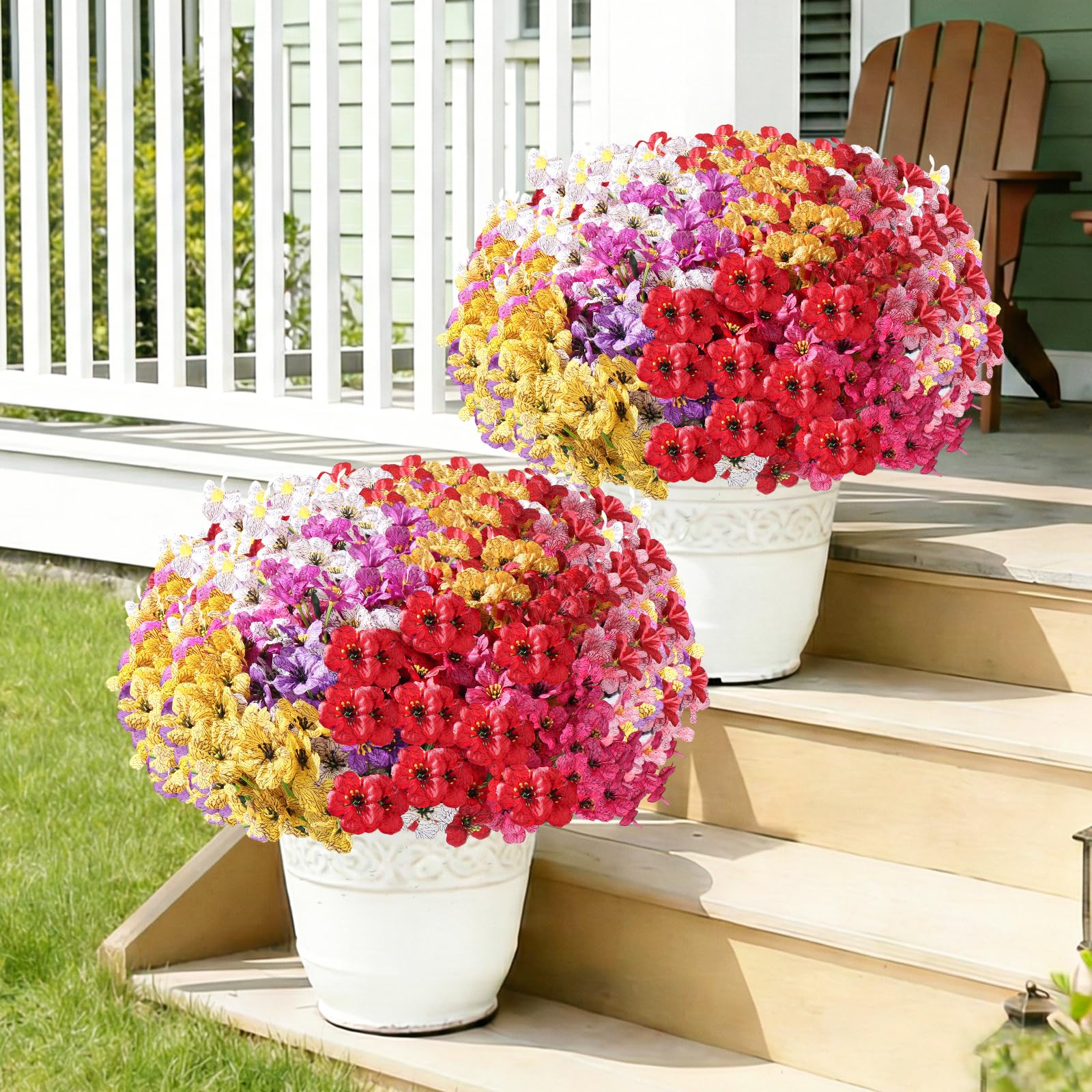 Powbrace bouquet planté en pot décorant une terrasse rapidement