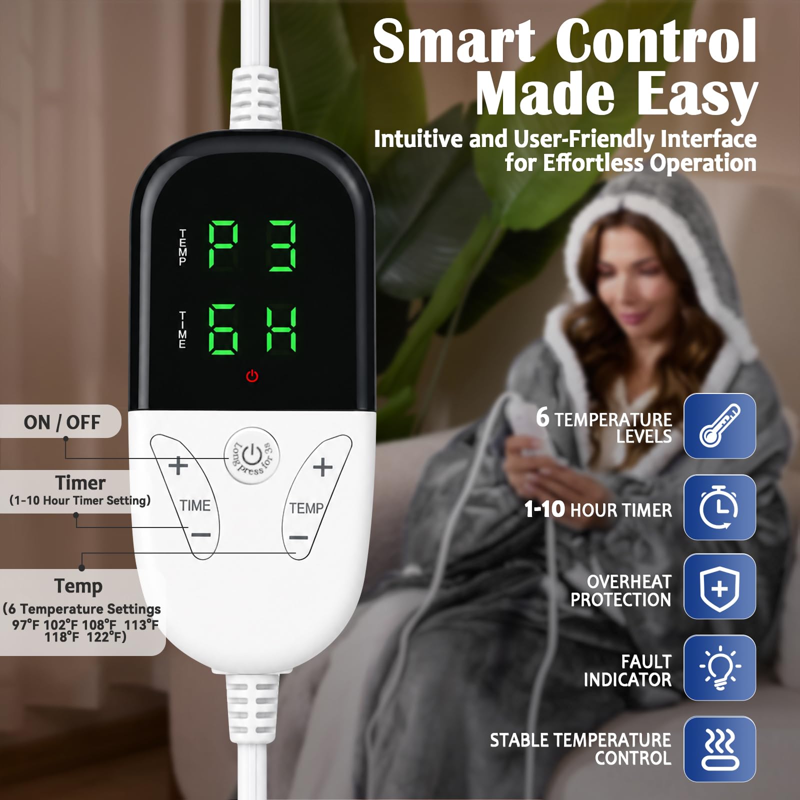 Pravoluxmax comparaison de taille du plaid à côté d’un coussin pour évaluer l’échelle