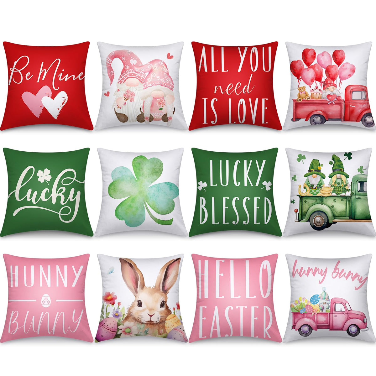 Preboun housse de coussin face avant montrant motifs festifs et couleur vive