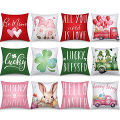 Preboun housse de coussin face avant montrant motifs festifs et couleur vive