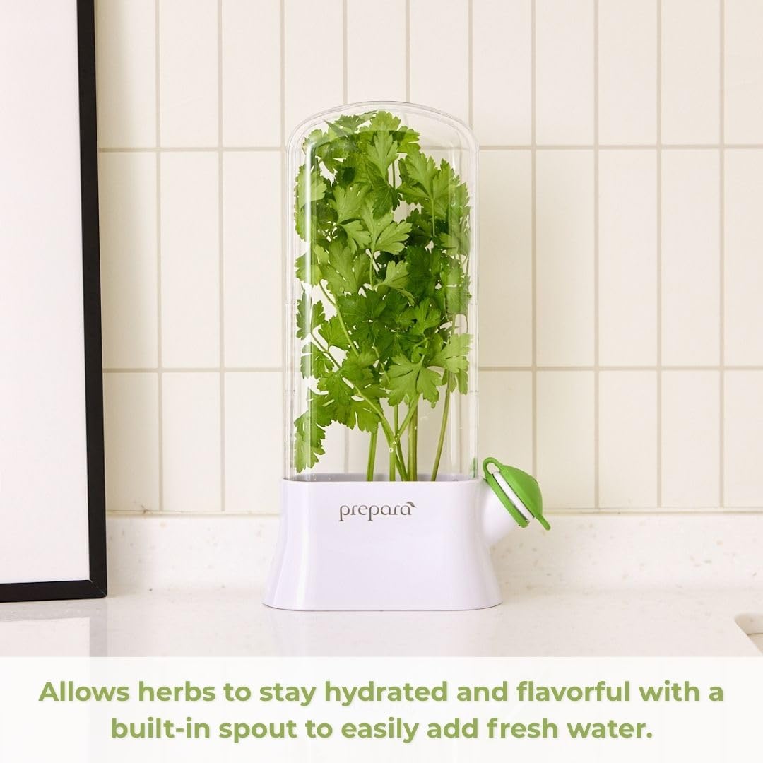 Prepara Herb Savor Eco en cuisine avec herbes fraîches, réduit gaspillage alimentaire