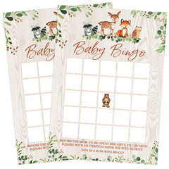 Printed Party joueurs durant une partie de bingo baby shower woodland, interaction conviviale