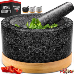 Priority Chef mortier et pilon face avant noir, présentation élégante et durable