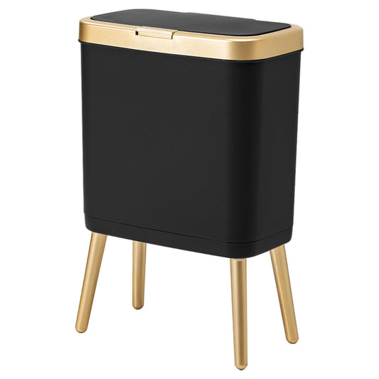 Procade poubelle devant en noir avec bord doré, design élégant et gain de place