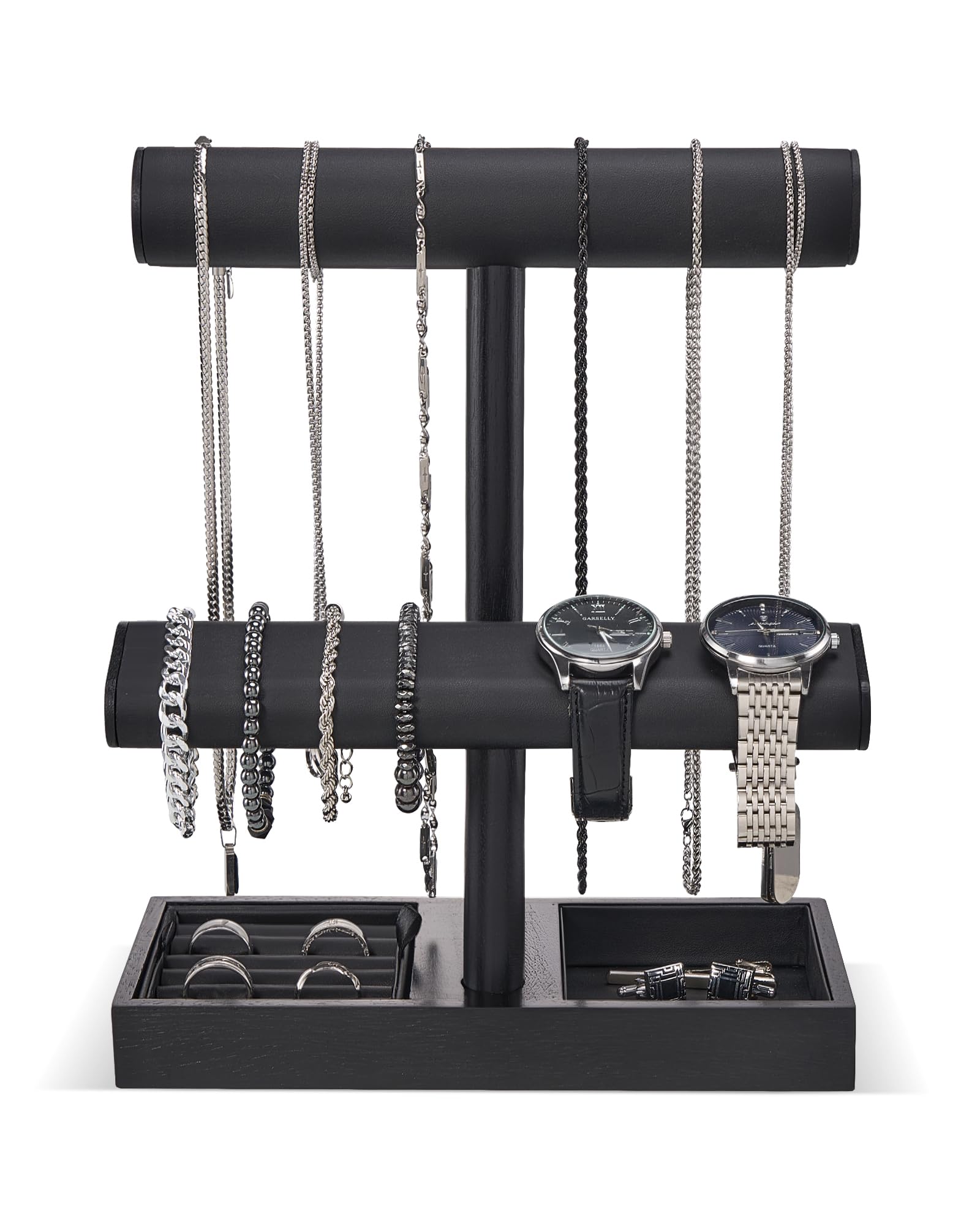 ProCase vue frontale du porte-montres noir montrant une présentation soignée et stable