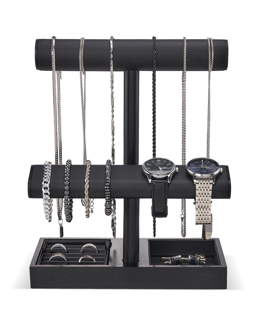 ProCase vue frontale du porte-montres noir montrant une présentation soignée et stable