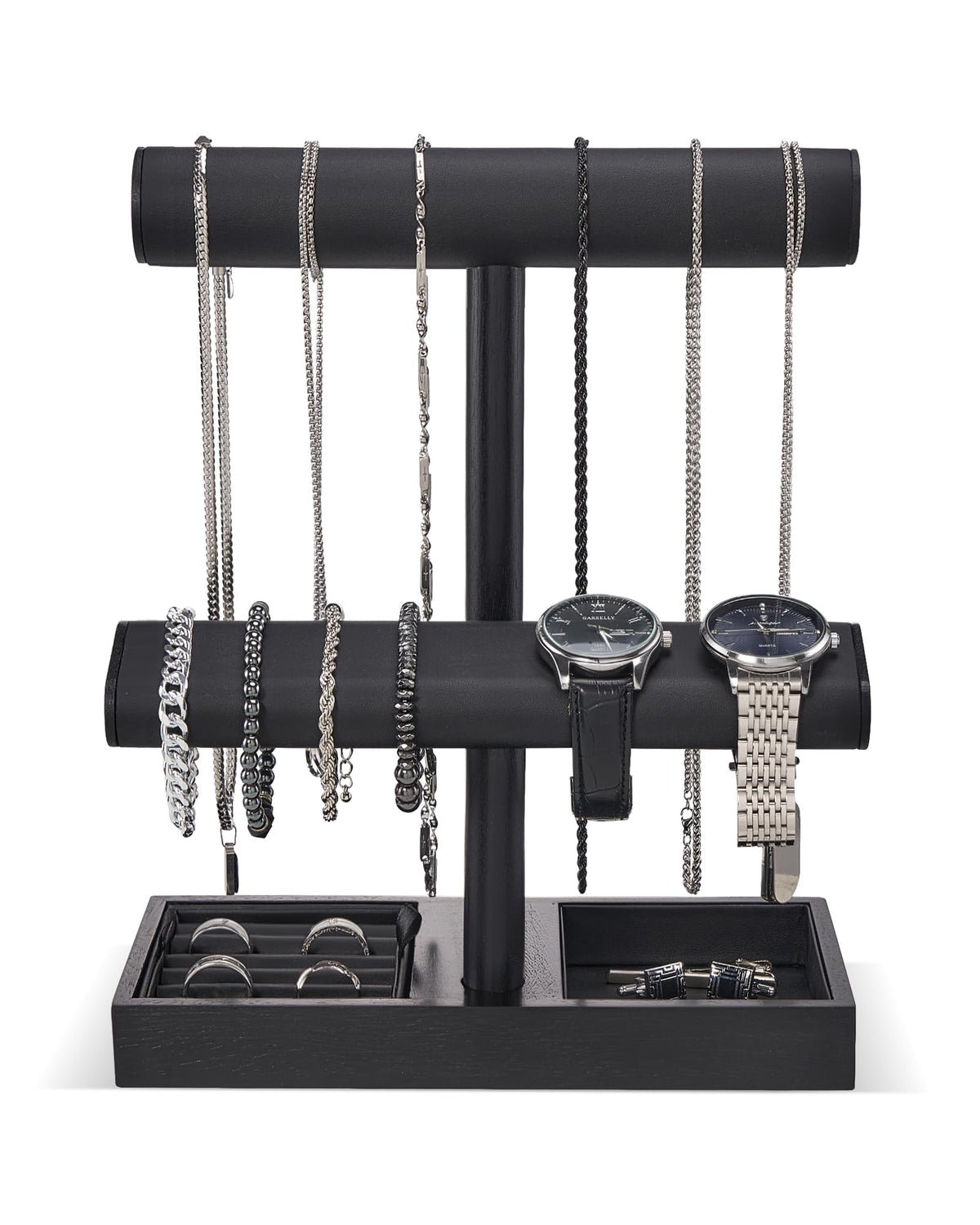 ProCase vue frontale du porte-montres noir montrant une présentation soignée et stable