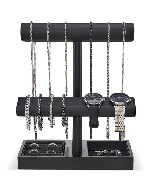 ProCase vue frontale du porte-montres noir montrant une présentation soignée et stable