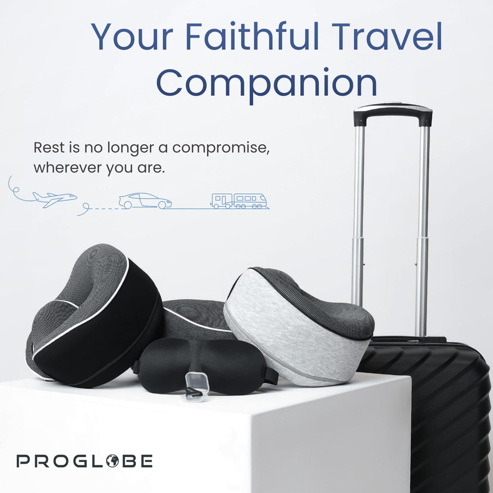 Proglobe Travel Pillow comparaison d'échelle montrant dimensions et ajustement