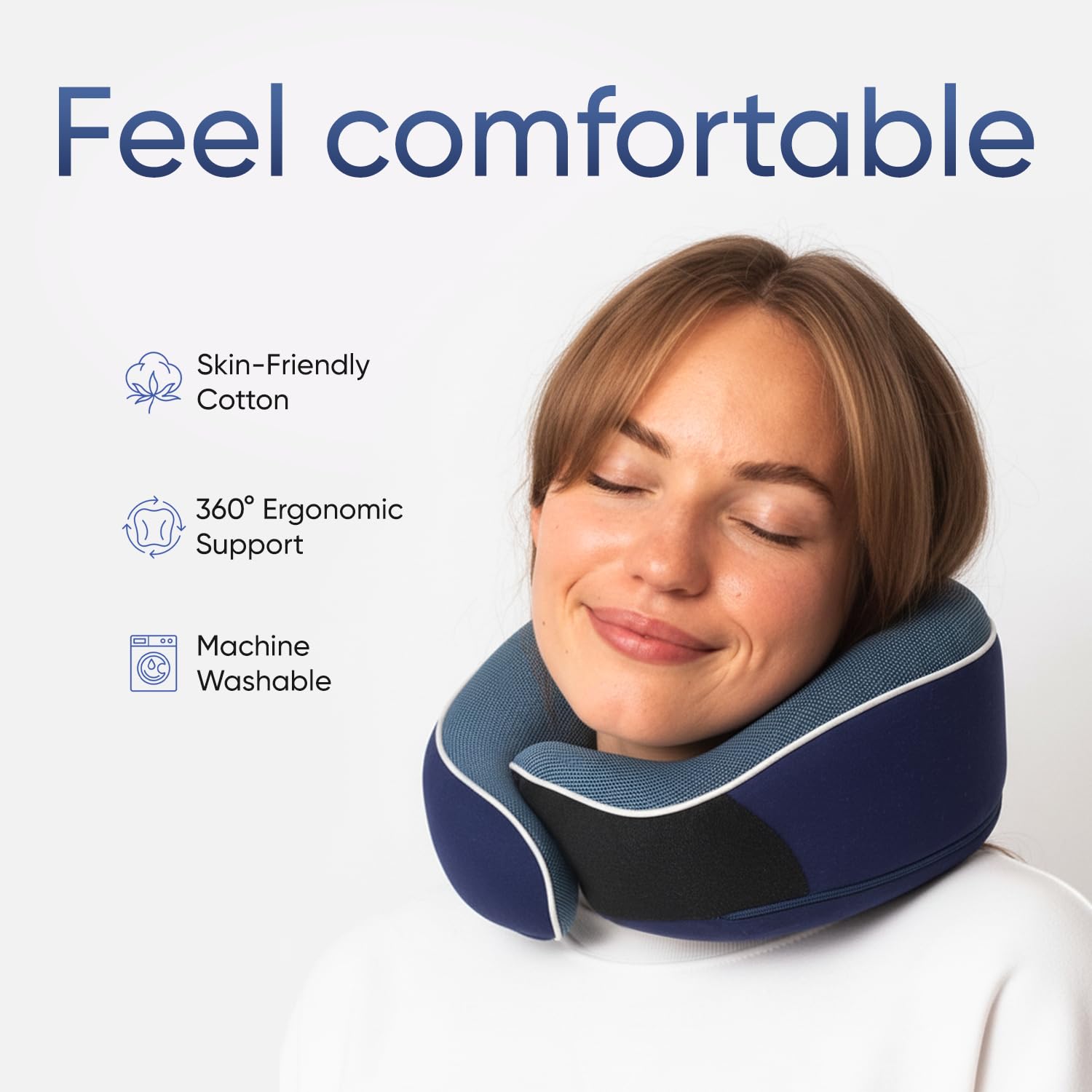Proglobe Travel Pillow gros plan mousse à mémoire montrant soutien durable