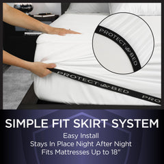 Protect-A-Bed profil montrant compatibilité 11 à 18" et maintien