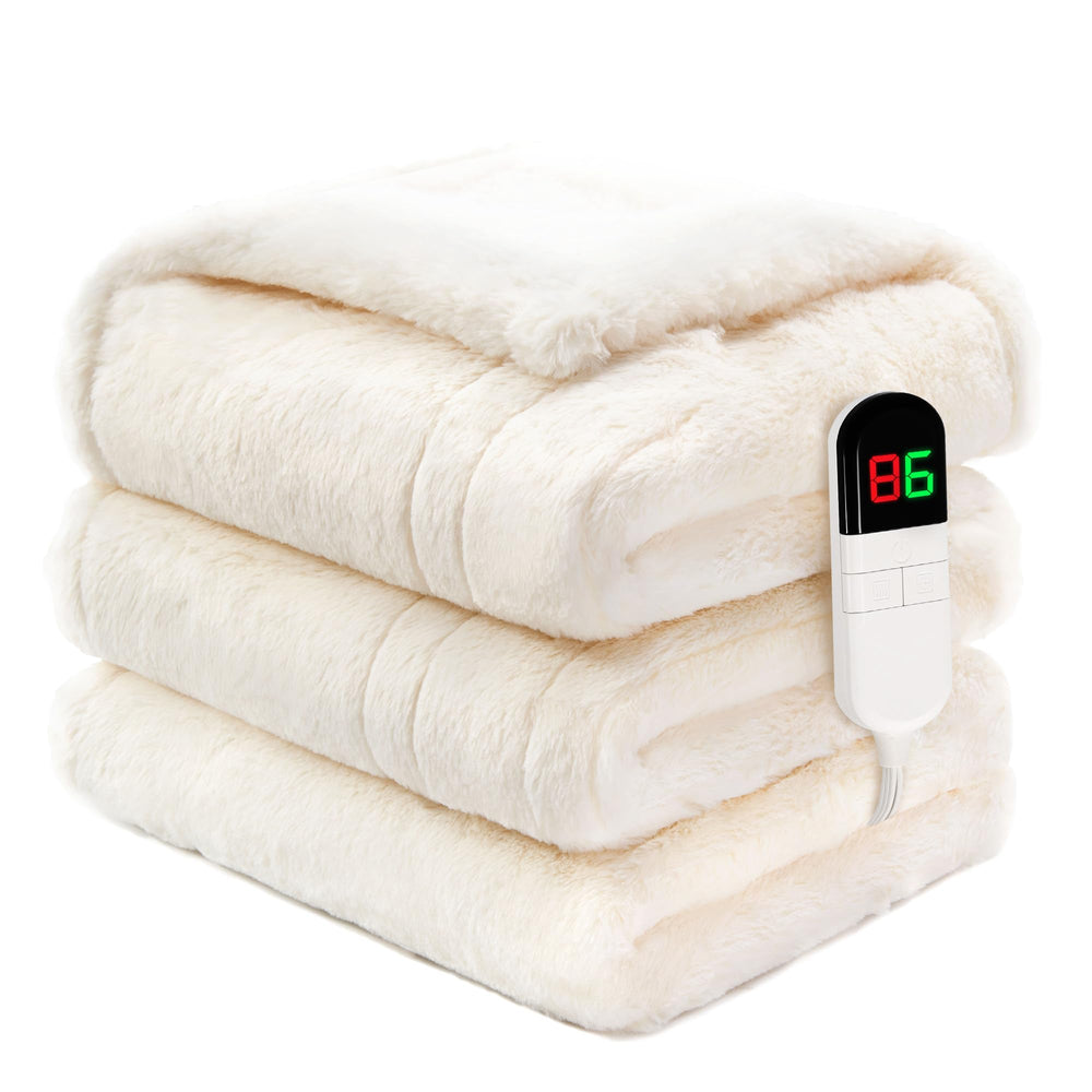 ptq plaid chauffant face avant beige montrant douceur et élégance