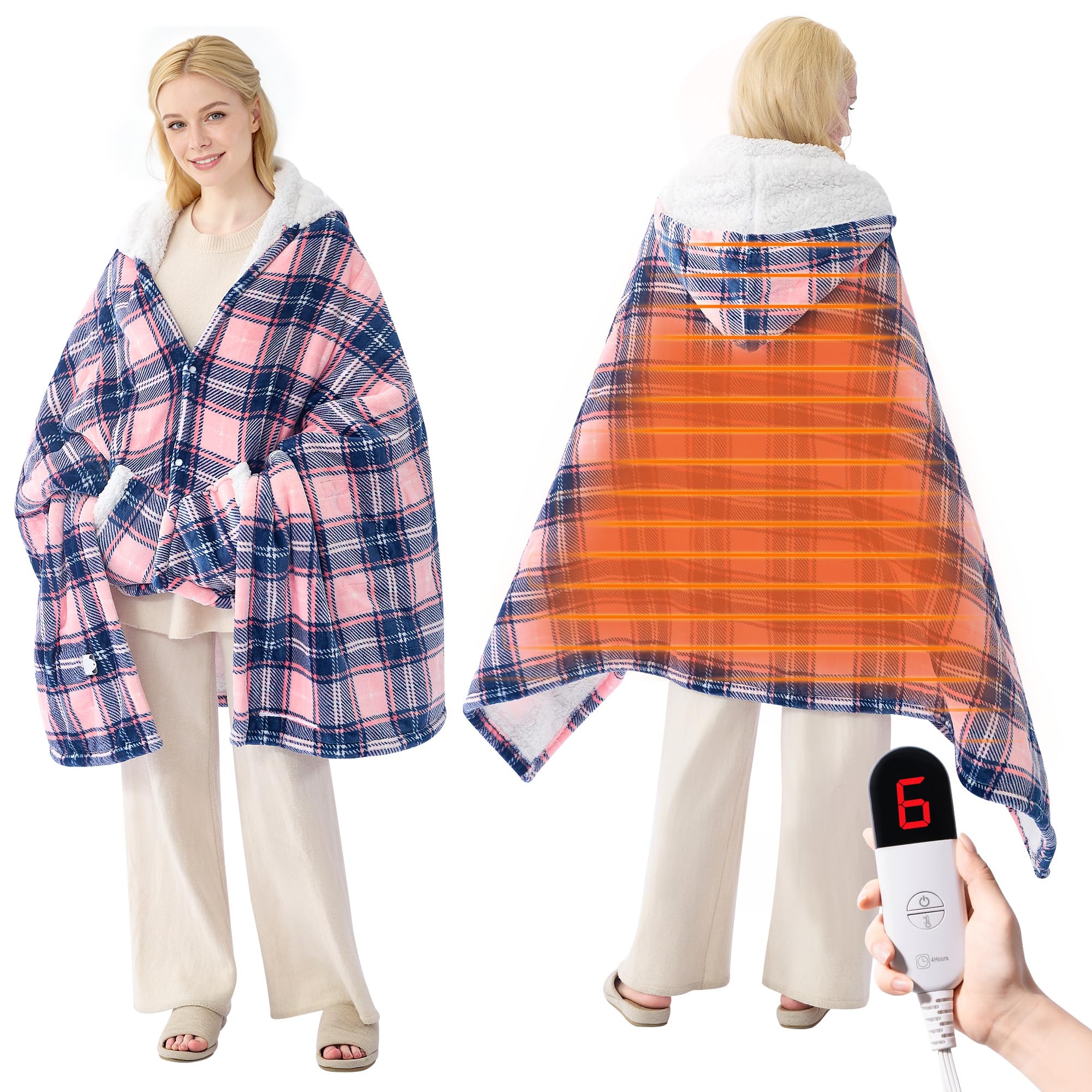 PTQ poncho avant avec capuche montrant confort et mobilité