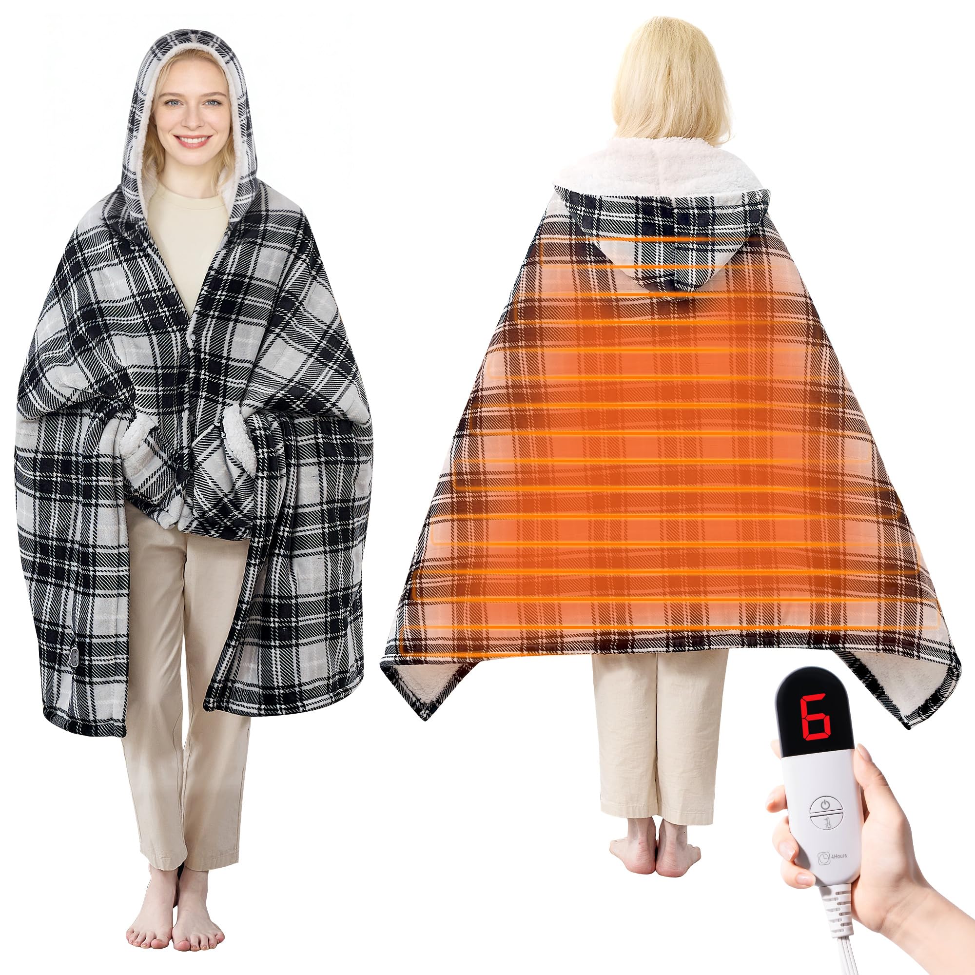 PTQ poncho chauffant face avant montrant coupe wearable et confort
