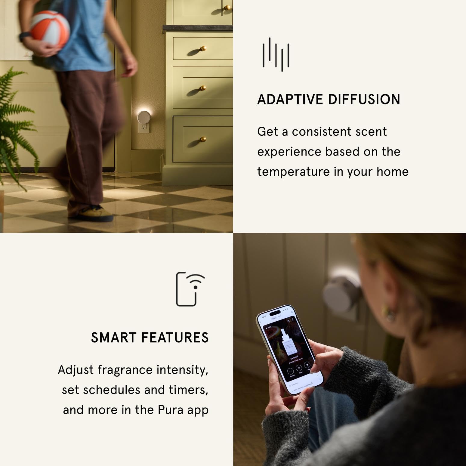Pura recharge tenue en main montrant taille compacte et facilité d'installation