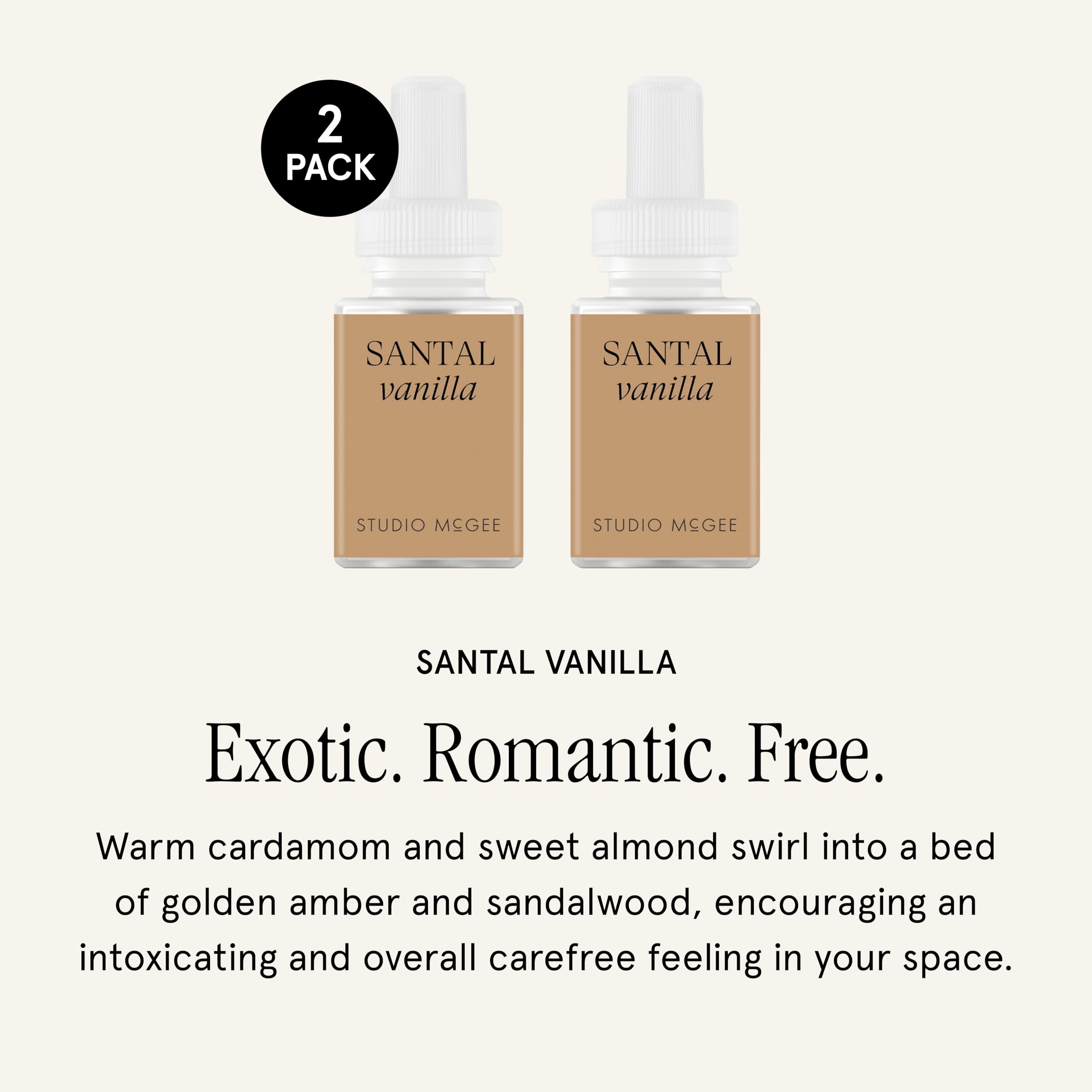 Gros plan fiole Pura Santal Vanilla pour appréciation du flacon