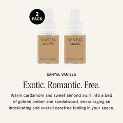 Gros plan fiole Pura Santal Vanilla pour appréciation du flacon
