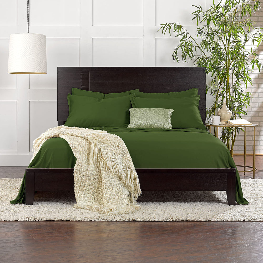Pure Bamboo draps posés sur lit lifestyle apportant allure élégante