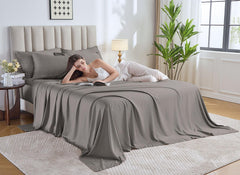 Pure Bamboo gros plan du tissage satin 300 fils, texture soyeuse et respirante