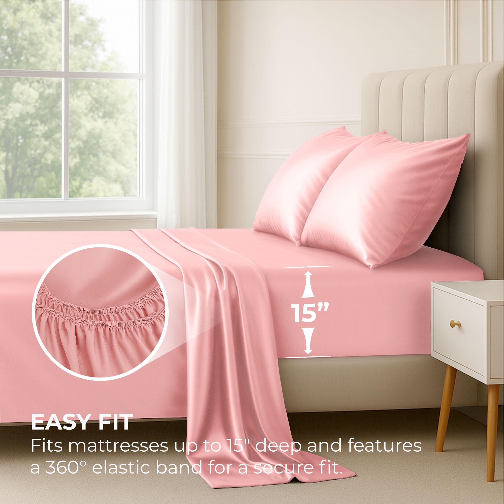 Pure Bedding drap-housse poche profonde bien ajusté pour maintien sécurisé