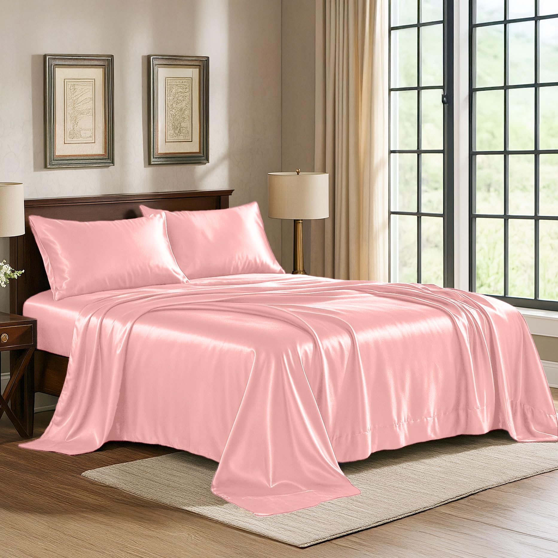 Pure Bedding boîte parure queen rose montrant présentation soignée et style