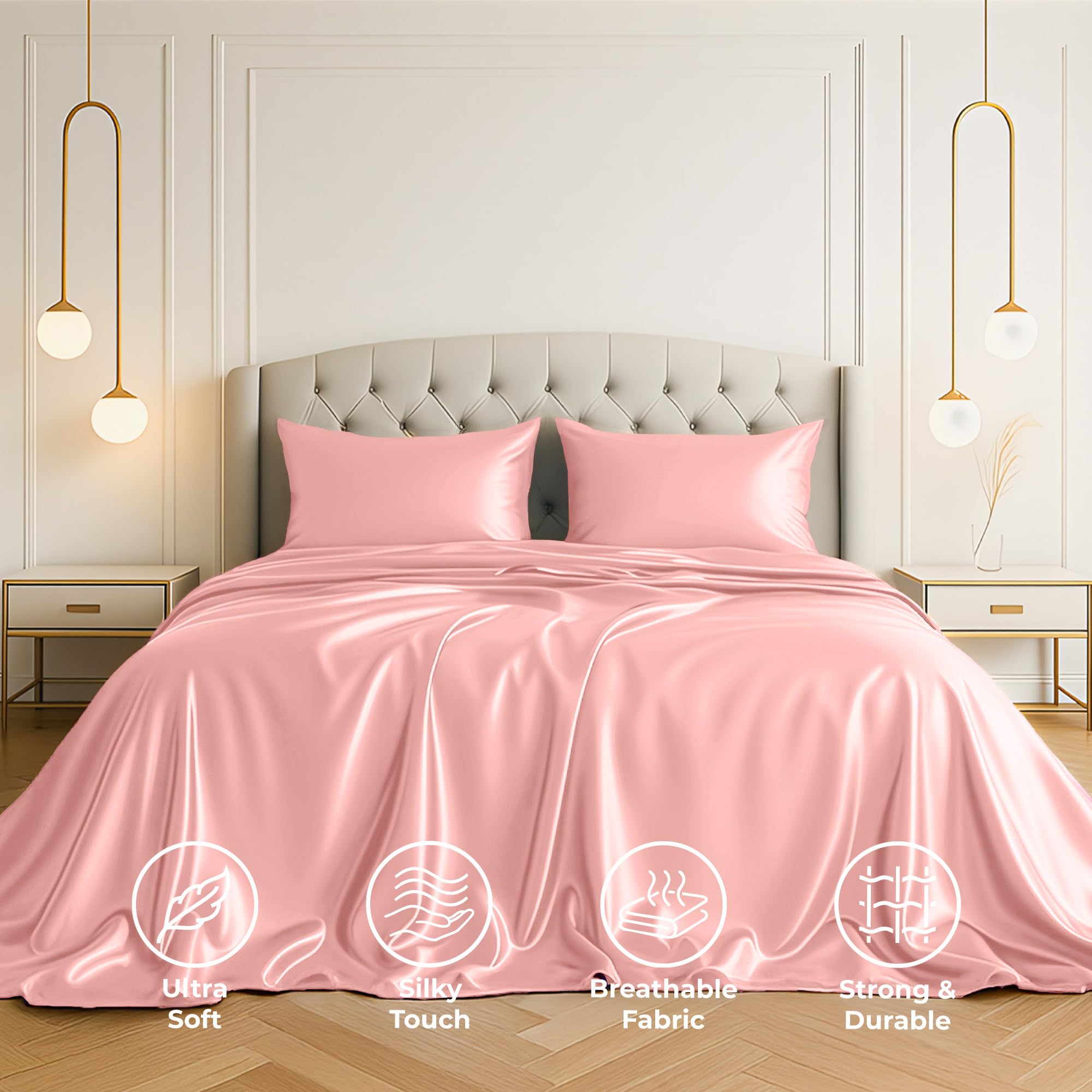 Pure Bedding gros plan satin microfibre 1800 montrant douceur et lustre