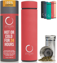 Pure Zen Tea bouteille face montrant le design isotherme et facilité de transport