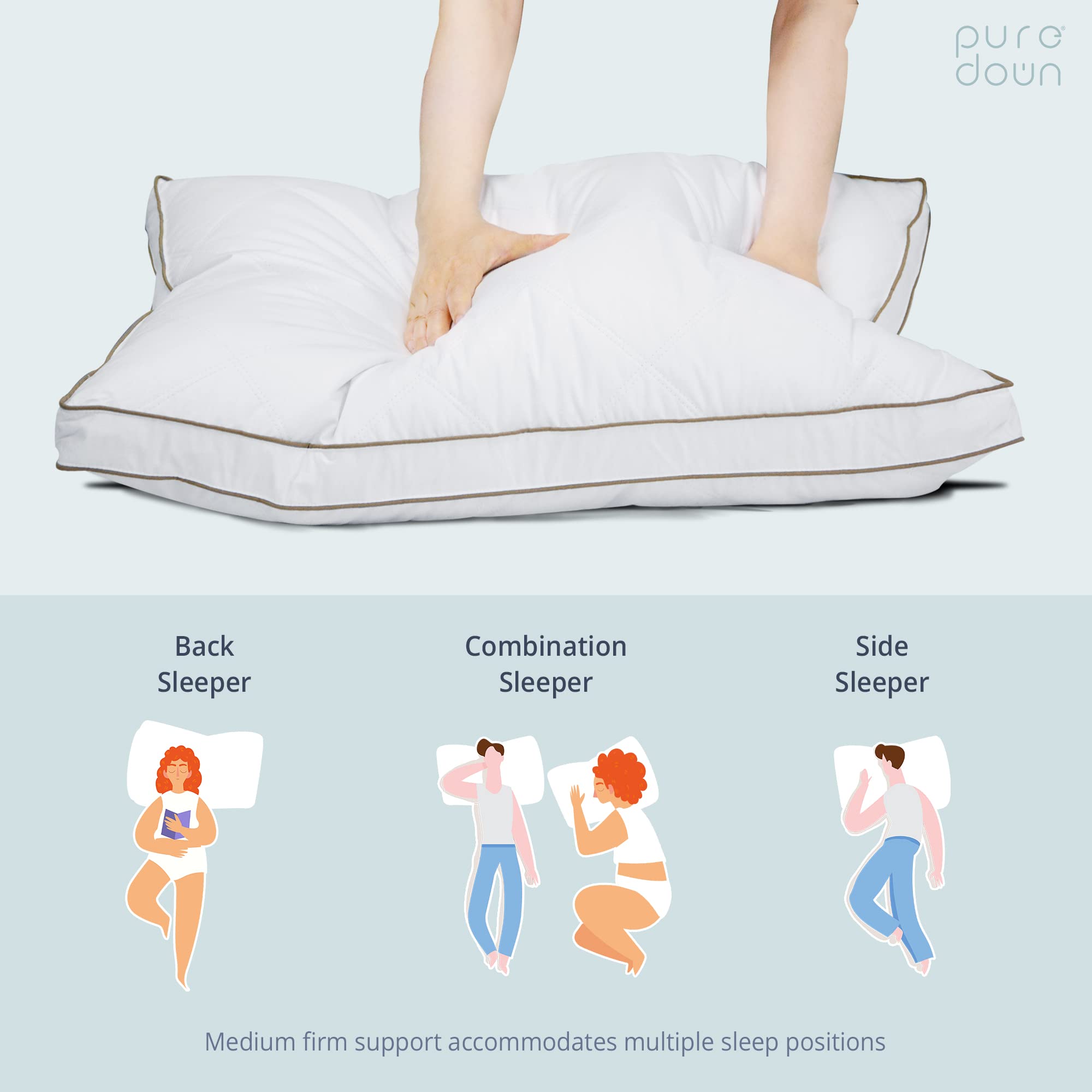 puredown bordure gansée brun pour finition élégante et coutures renforcées