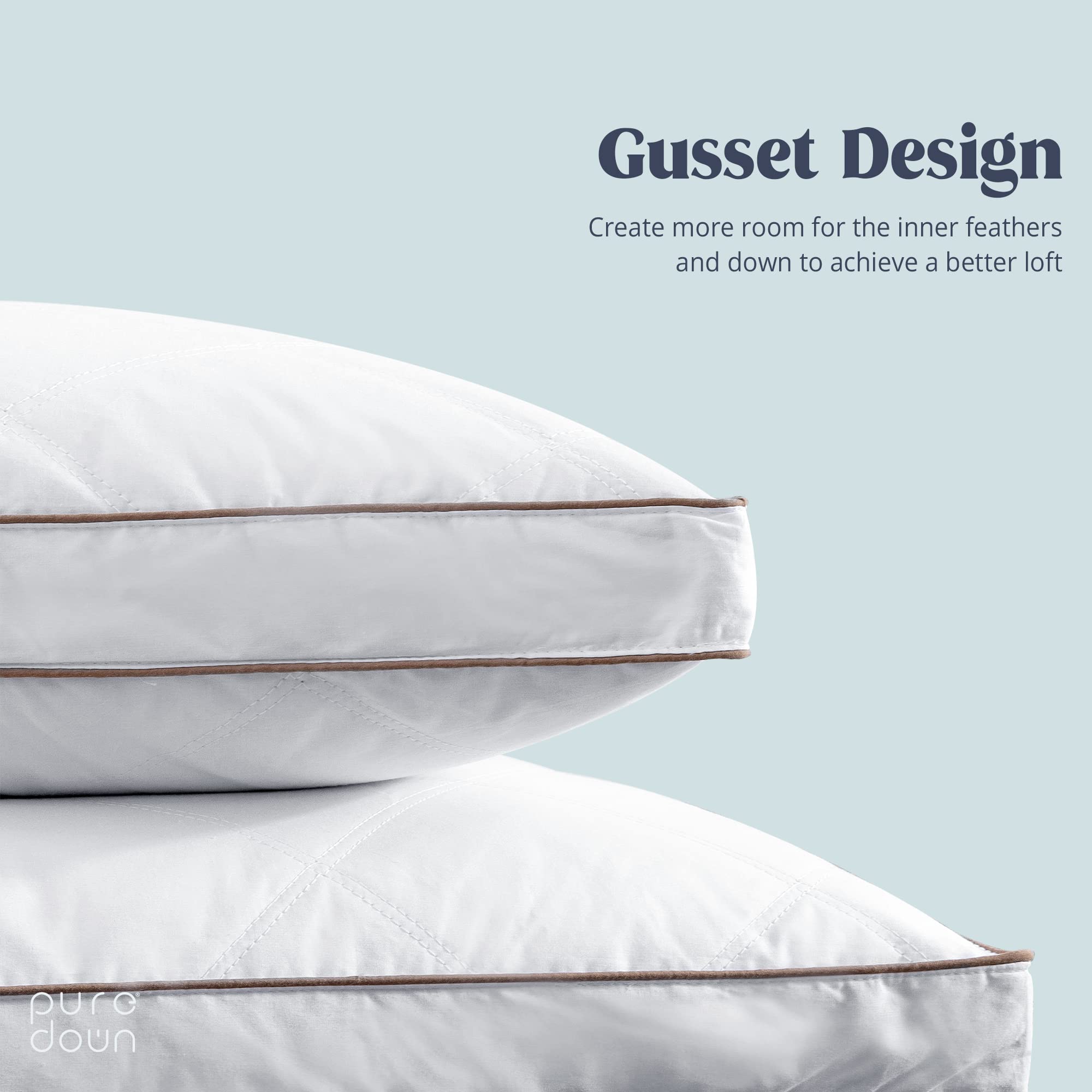 puredown gros plan du garnissage plumes et duvet montrant gonflant
