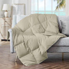 puredown plaid beige face entière montrant confort polyvalent