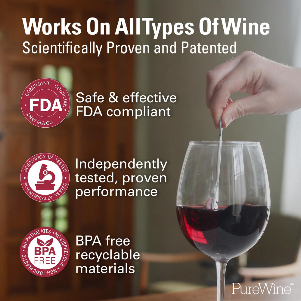 PureWine boîte ouverte avec huit bâtonnets bénéfice disponibilité pour plusieurs verres