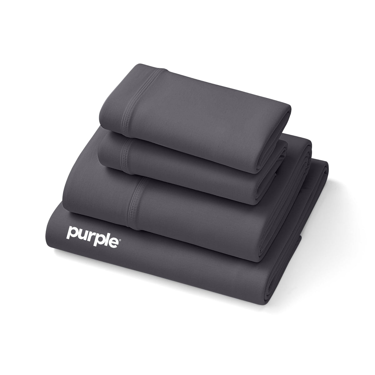 Purple drap housse devant montrant maintien et élasticité