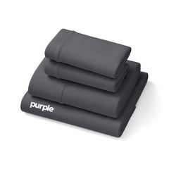 Purple drap housse devant montrant maintien et élasticité