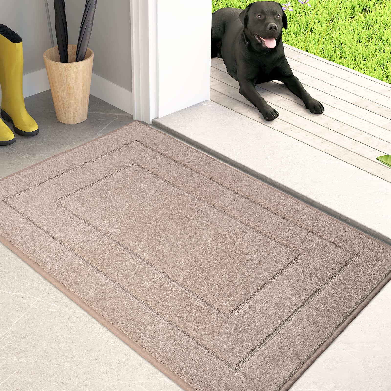 PURRUGS vue avant du paillasson beige montrant forme et couleur