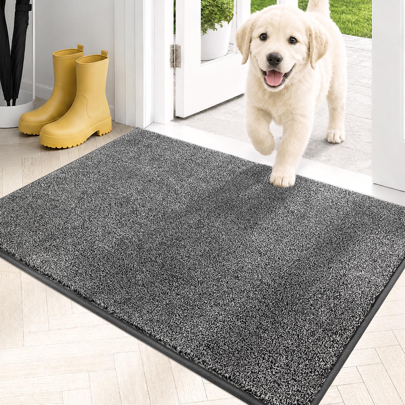 PURRUGS face avant du paillasson montrant motif gris et protection immédiate