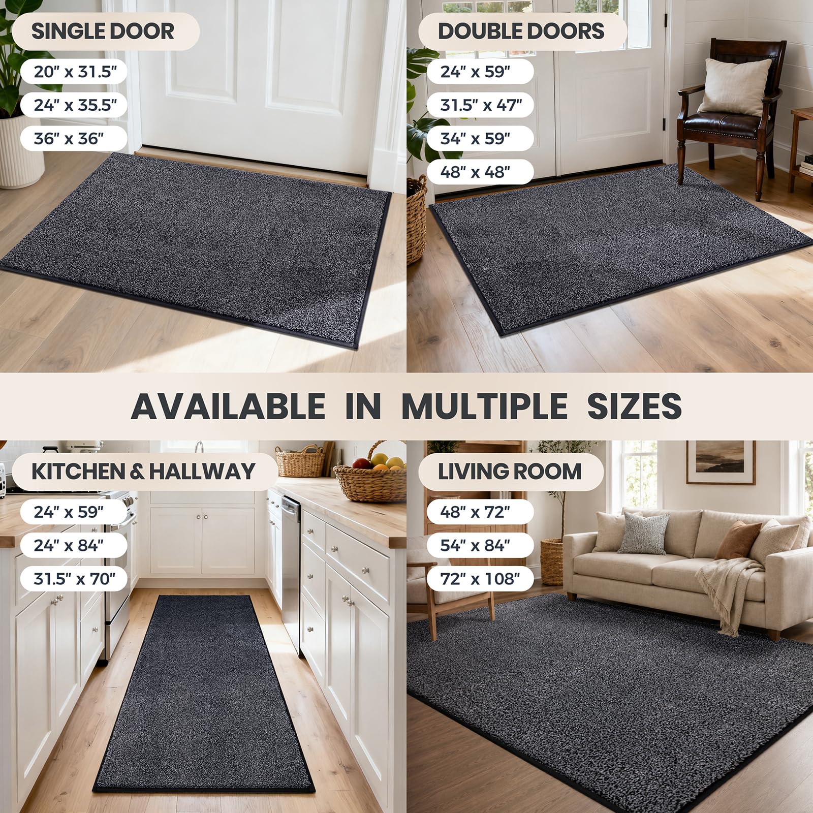 PURRUGS paillasson dans cuisine lifestyle montrant confort et nettoyage simple