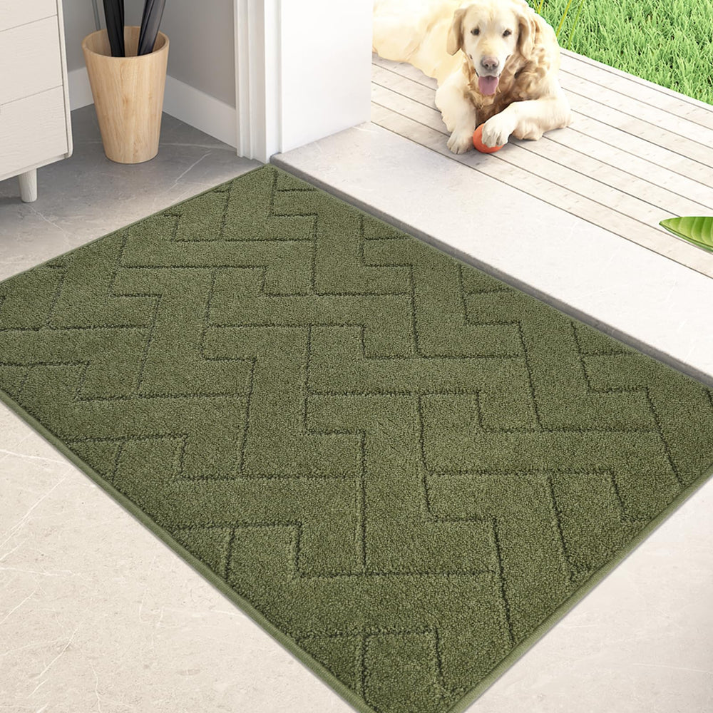 PURRUGS vue avant du tapis vert sauge, protège et retient la saleté