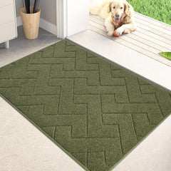 PURRUGS vue avant du tapis vert sauge, protège et retient la saleté