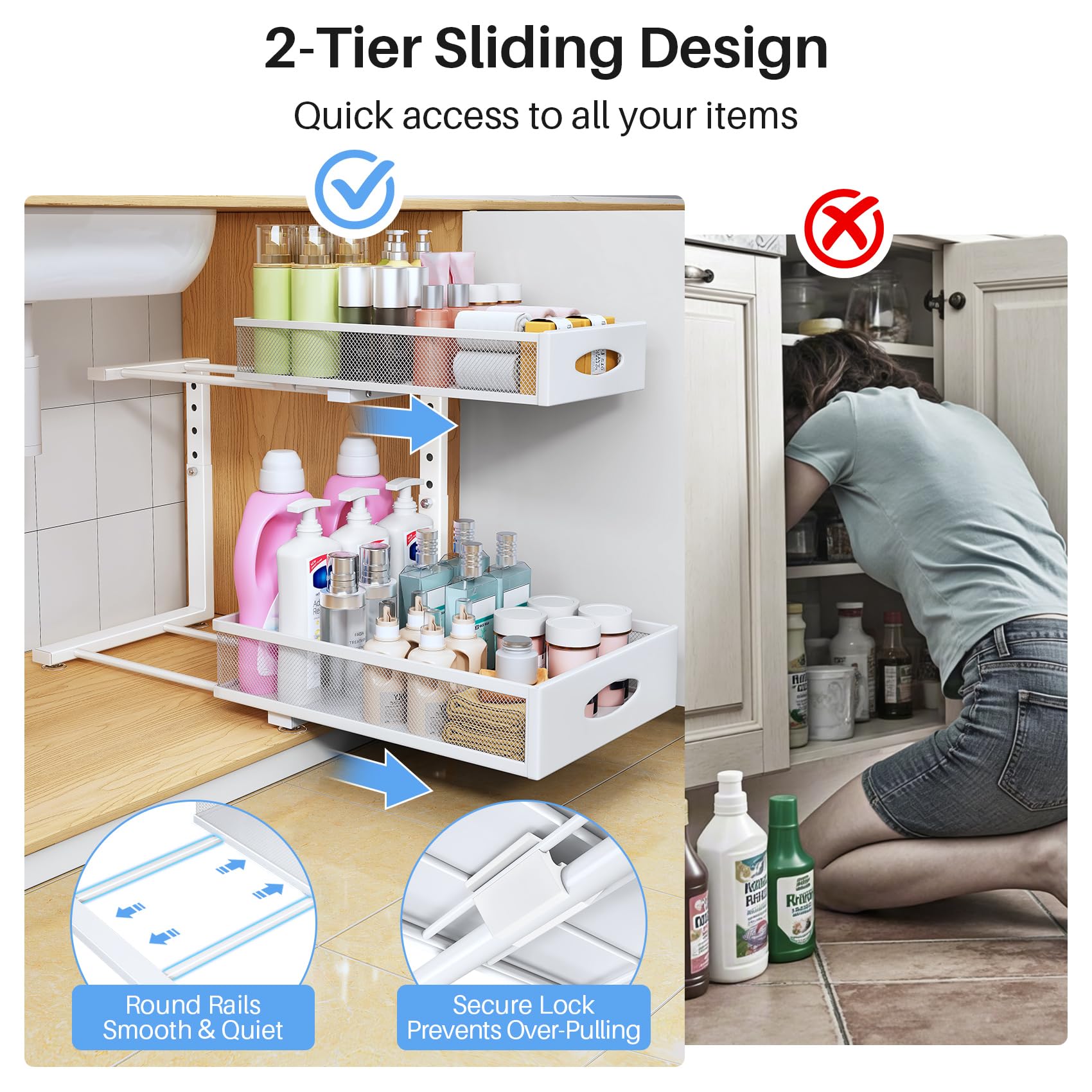 PXRACK comparaison de taille montrant dimensions des paniers pour évaluer l'ajustement
