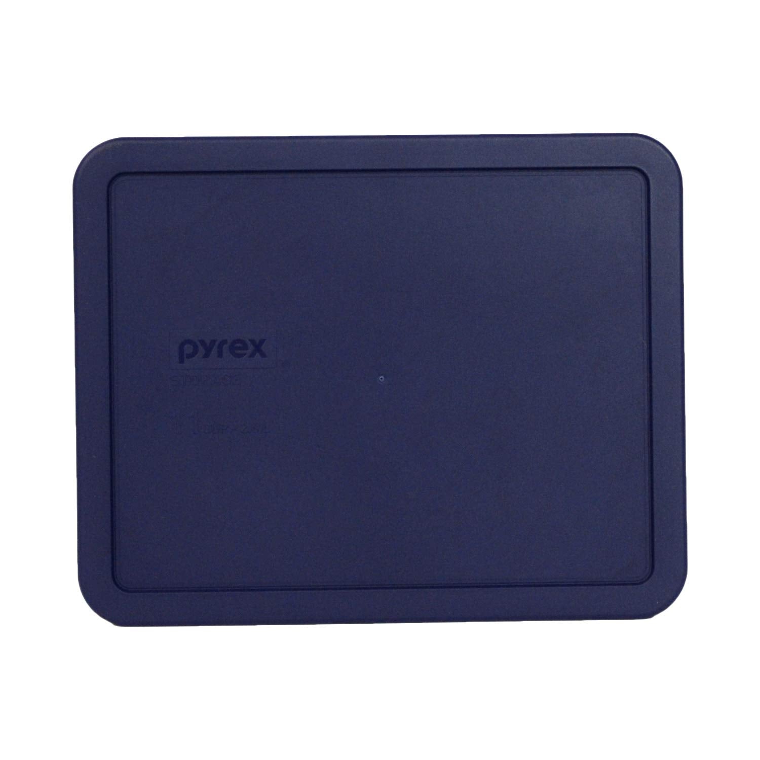 Couvercle bleu foncé Pyrex 7212 en gros plan montrant l'ajustement sûr et étanche