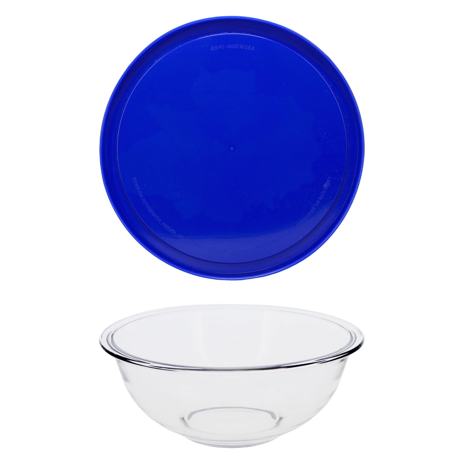 Pyrex couvercle 325-PC bleu fermé montrant ajustement sécurisé