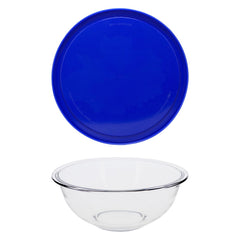 Pyrex couvercle 325-PC bleu fermé montrant ajustement sécurisé