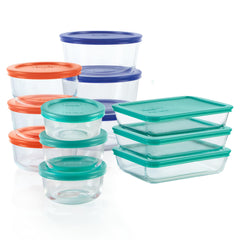Pyrex vue avant de l'emballage montrant l'ensemble 12 pièces pour gain de place