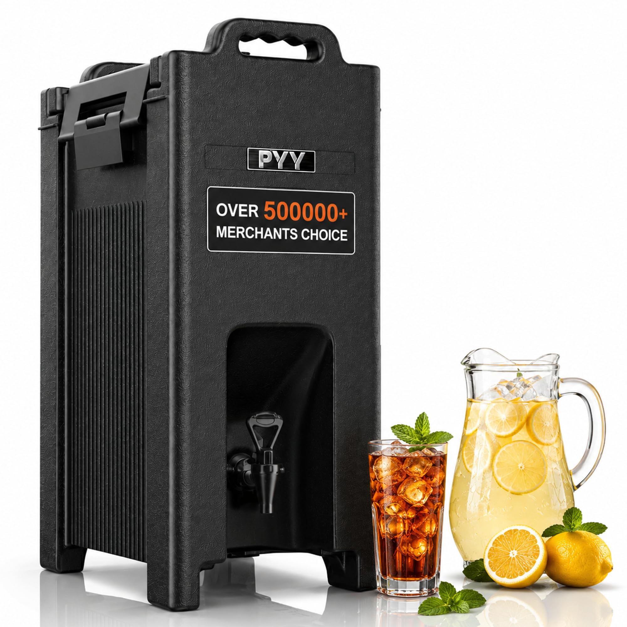 PYY distributeur avant plein montrant capacité 19 L et service rapide