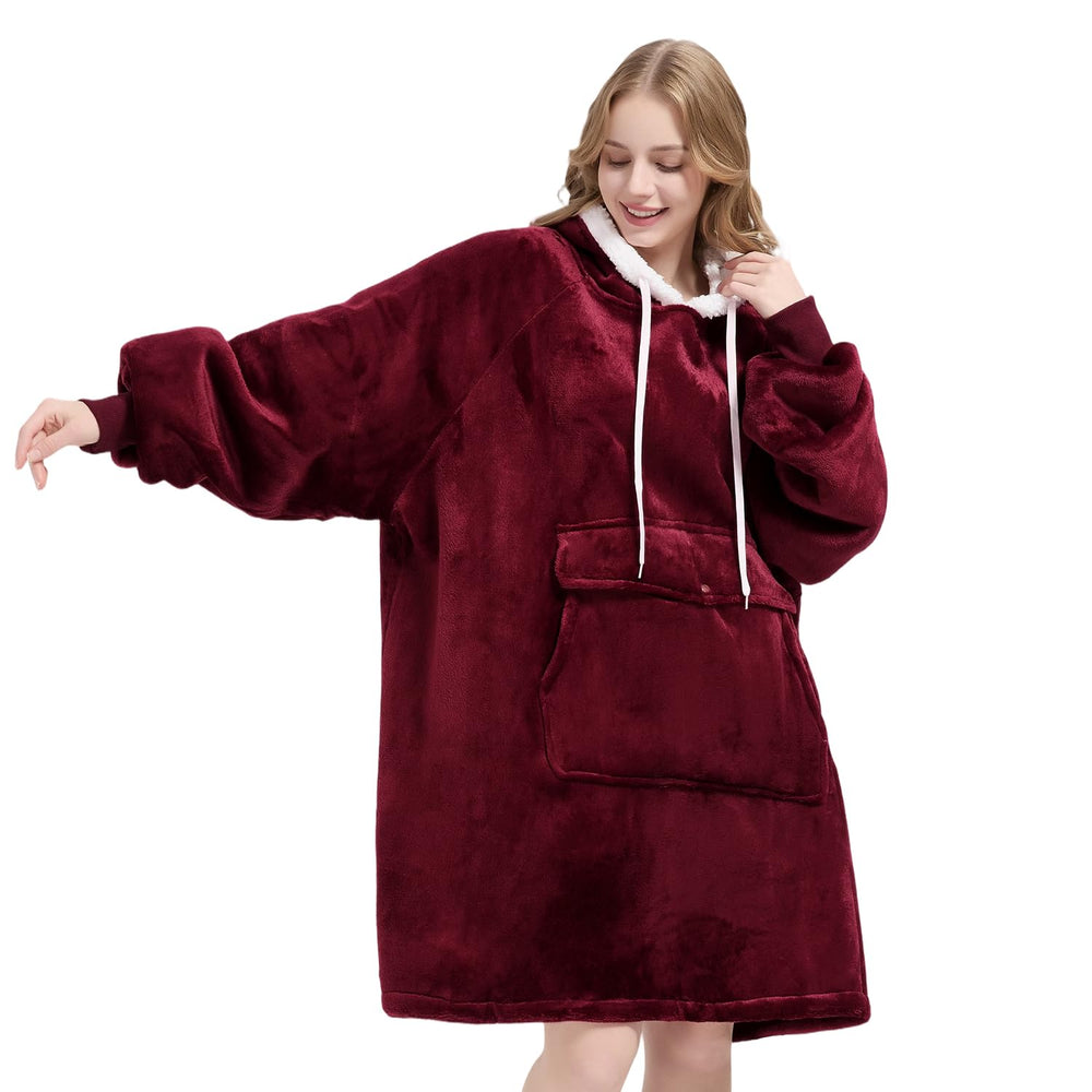 Qeils hoodie devant bordeaux montrant coupe oversize et confort