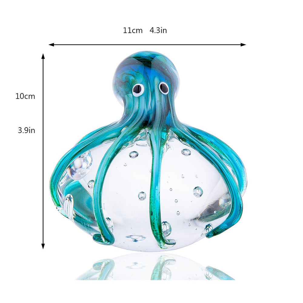 QFkris figurine pieuvre en verre vue de profil, détail des tentacules artistiques